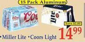 Market Basket Miller lite, coors light offer
