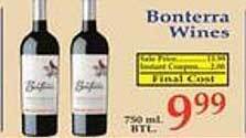 Market Basket Bonterra wines offer