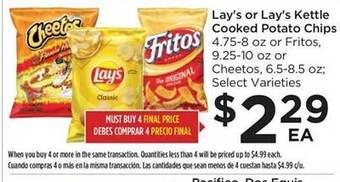 Food 4 Less Lay's or lay's kettle cooked potato chips offer
