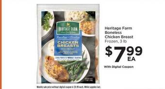 Food 4 Less Heritage farm boneless chicken breast offer