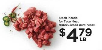 Food 4 Less Steak picado for taco meat offer