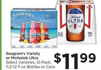 Food 4 Less Seagram's variety or michelob ultra offer