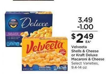 Food 4 Less Velveeta shells & cheese or kraft deluxe macaroni & cheese offer