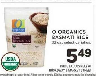 Albertsons O organics basmati rice offer