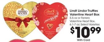 Kroger Lindt Lindor Truffles Valentine Heart Box 5.5 oz offer