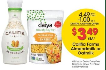 Kroger Califia Farms Almondmilk or Oatmilk 48 fl oz offer