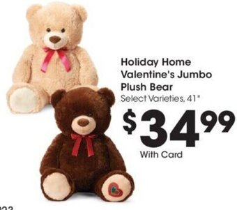 Kroger Holiday Home Valentine's Jumbo Plush Bear offer