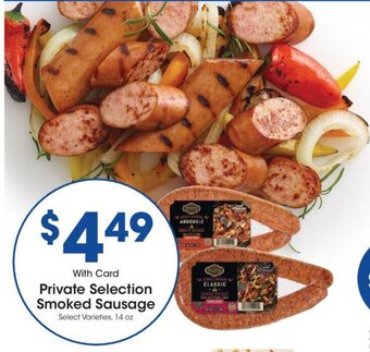 Kroger Private Selection Smoked Sausage 14 oz offer