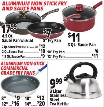 Ocean State Job Lot Aluminum non stick fry and sauce pans offer