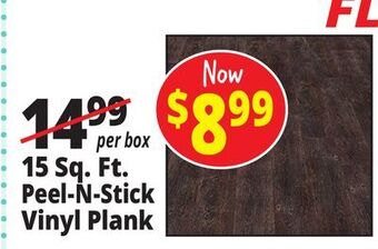 Ocean State Job Lot 15 sq. ft. peel-n-stick vinyl plank offer