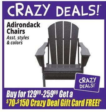 Ocean State Job Lot Adirondack chairs offer