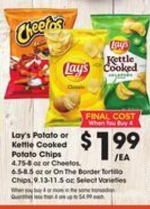 Kroger Lay's Potato or Kettle Cooked Potato Chips 4.75-8 oz offer