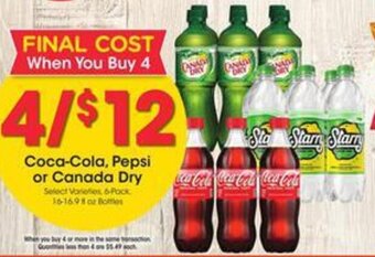 Kroger Coca-Cola, Pepsi or Canada Dry offer
