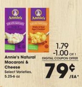 Kroger Annie's Natural Macaroni & Cheese 5.25-6 oz offer