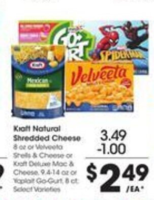 Kroger Kraft Natural Shredded Cheese 8 oz. offer