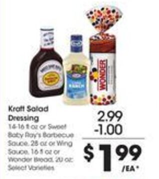 Kroger Kraft Salad Dressing 14-16 fl oz offer