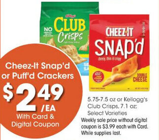 Kroger Cheez-It Snap'd or Puff'd Crackers offer