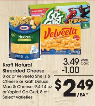 Kroger Kraft Natural Shredded Cheese 8 oz. offer