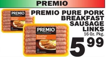 Bravo Supermarkets Premio pure pork breakfast sausage offer