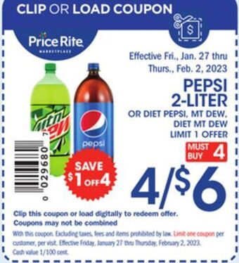 Price Rite Pepsi 2-liter offer