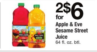 ACME Apple & eve sesame street juice offer