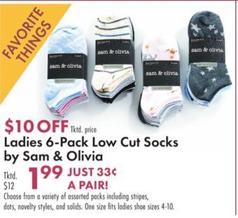 Boscov's Ladies 6-pack low cut socks by sam & olivia offer