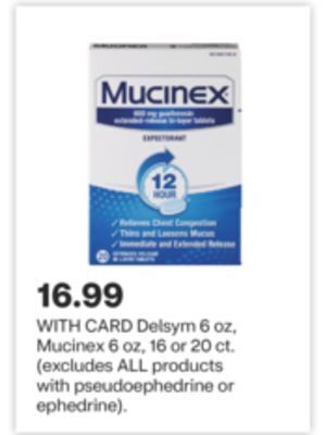 CVS Delsym 6 oz, mucinex 6 oz, 16 or 20 ct. offer