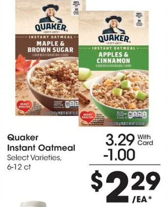 Kroger Quaker Instant Oatmeal 6-12 ct offer