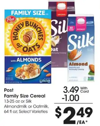 Kroger Post Family Size Cereal 13-25 oz offer