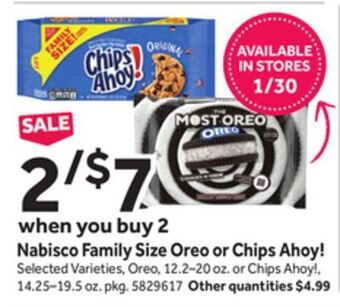 Stop&Shop Nabisco family size oreo or chips ahoy! offer
