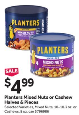Stop&Shop Planters mixed nuts or cashew halves & pieces offer