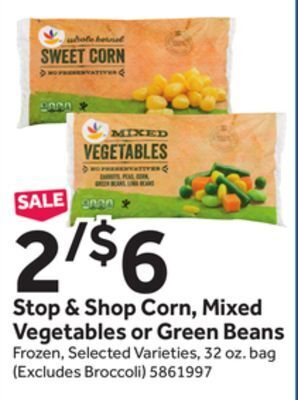 Stop&Shop Stop & shop corn, mixed vegetables or green beans offer