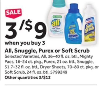 Stop&Shop All, snuggle, purex or soft scrub offer