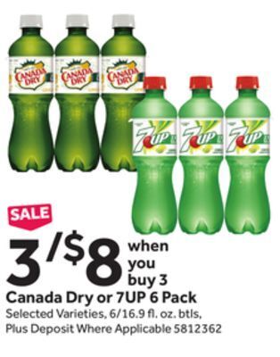Stop&Shop Canada dry or 7up 6 pack offer