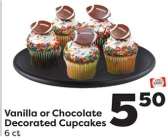 Weis Markets Vanilla or chocolate decorated cupcakes offer