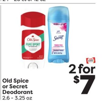 Weis Markets Old spice or secret deodorant offer