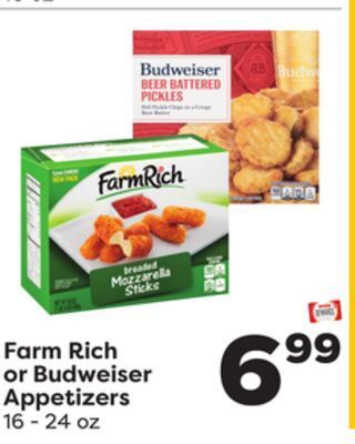 Weis Markets Farm rich or budweiser appetizers offer