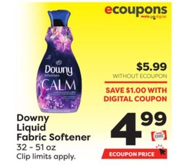 Weis Markets Downy liquid fabric softener offer