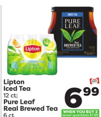 Weis Markets Lipton iced tea 12 ct pure leaf real brewed tea 6 ct offer