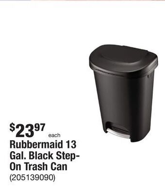 The Home Depot Rubbermaid 13 gal. black step-on trash can offer