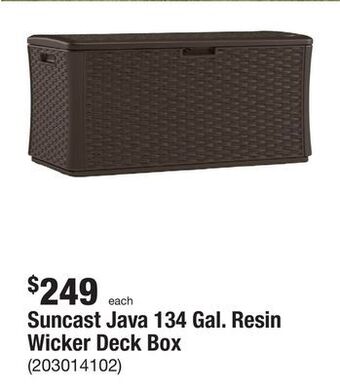 The Home Depot Suncast java 134 gal. resin wicker deck box offer