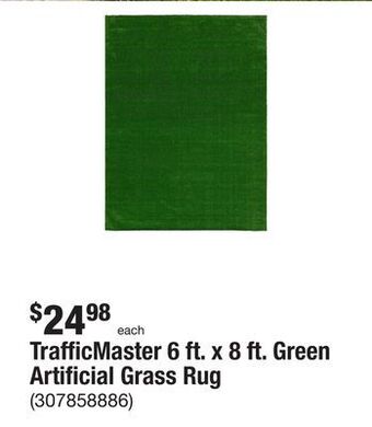 The Home Depot Trafficmaster 6 ft. x 8 ft. green artificial grass rug offer