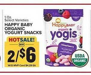 Food Lion Happy baby organic yogurt snacks offer