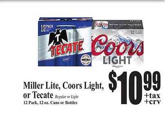 Baja Ranch Miller lite, coors light or tecate offer