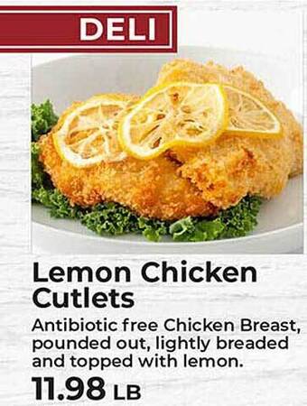 Sunset Foods Lemon chicken cutlets offer