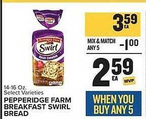 Food Lion Pepperidge farm breakfast swirl bread offer