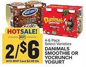 Food Lion Danimals smoothie or yocrunch yogurt offer