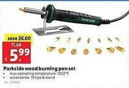 Lidl Parkside wood burning pen set offer