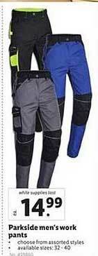 Lidl Parkside men's work pants offer