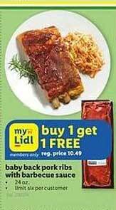Lidl Baby back pork ribs with barbecue sauce offer